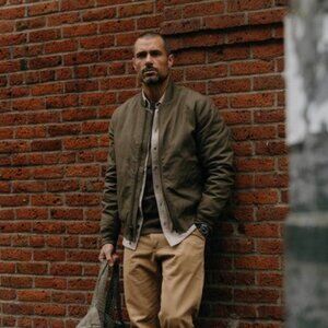 Vintage GAP Linen Bomber Jacket Brown Green Men’s L Lightweight Zip